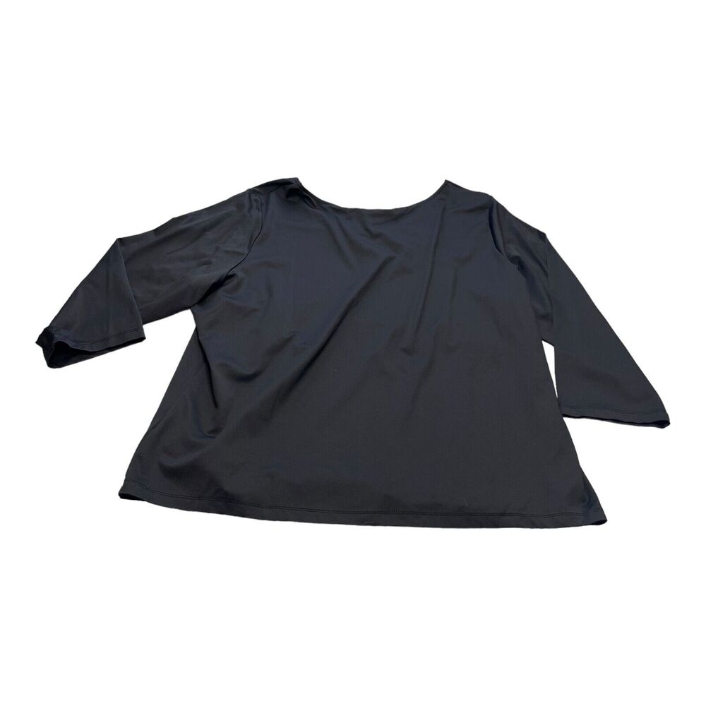 Ruby RD. Blouse Top Women's 2X Black Stretch Embellished Round Neck Long Sleeve - Picture 2 of 8